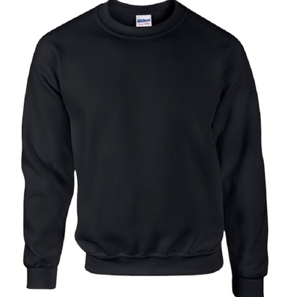 Mens Crewneck Sweatshirt Heavy Thick Fleece for Winter - Black Sweatshirt - Picture 2 of 4